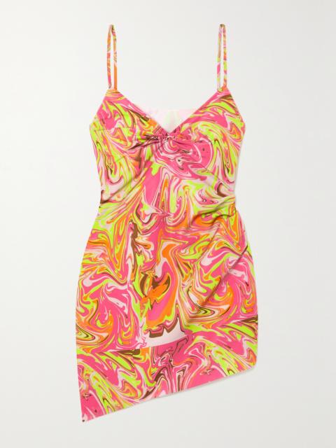 MAISIE WILEN Party Girl Asymmetric Printed Crepe Mini Dress