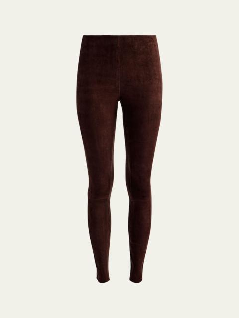 Alice + Olivia Lennox Mid-Rise Suede Leggings