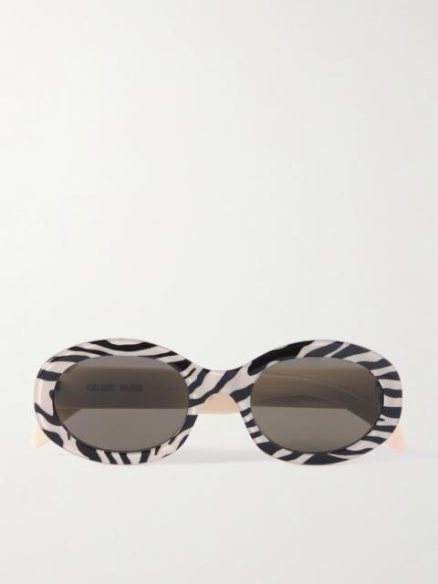 CELINE Round-frame Striped Acetate Sunglasses