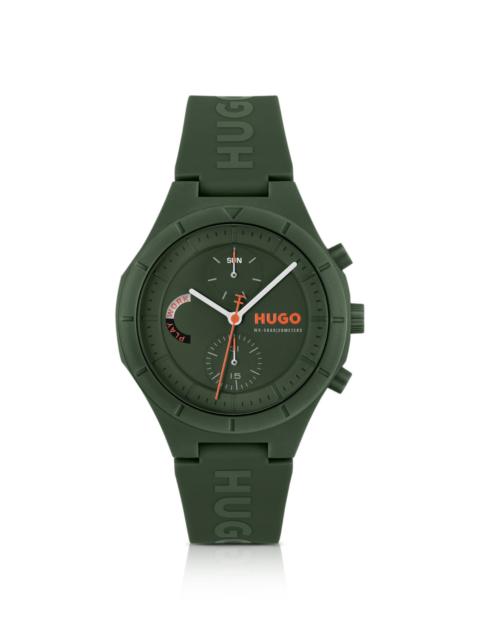HUGO GREEN WATCH WITH SILICONE LOGO STRAP