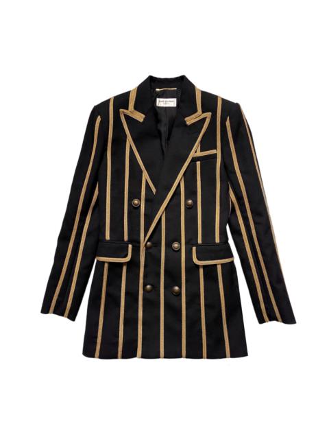 Saint Laurent Spring 2019 Metalica Gold Striped Double-Breasted Blazer 36