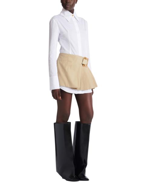 Balmain Balmain Short gabardine skirt with belt detail in Beige at Nordstrom