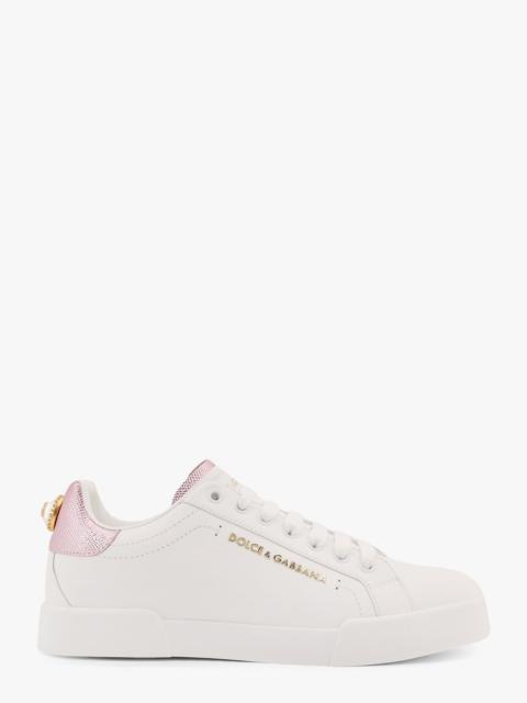 Dolce & Gabbana Dolce & Gabbana Portofino Leather Low-Top Sneakers With Lateral Lettering Logo