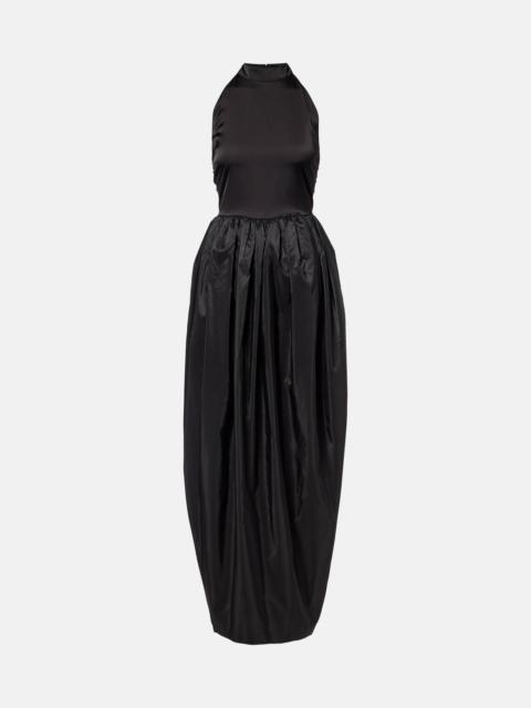 ROTATE Gathered satin taffeta maxi dress