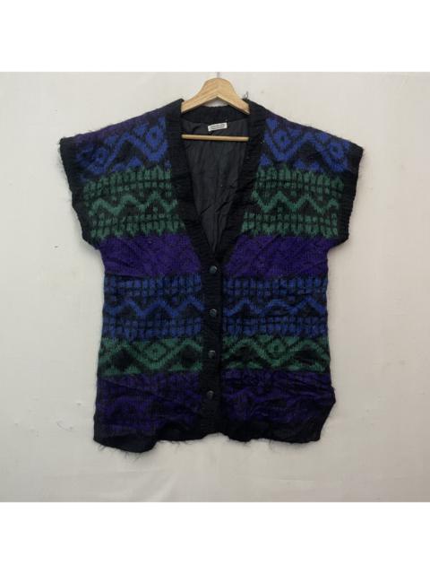 Other Designers Cardigan - Vtg FIVE&FIVE Mohair Shag Shaggy Sleeve Multicolor Cardigan