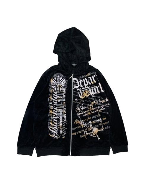 Other Designers ☠️Vintage Beaumere Velvet Skulls Design Hoodie Sweater