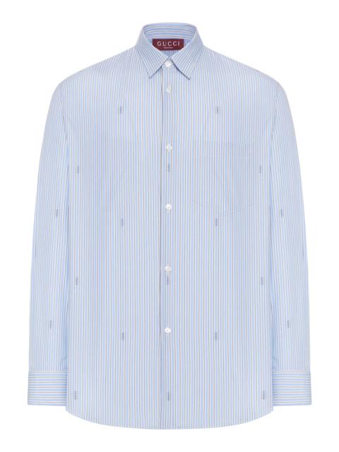 GUCCI Gucci Men Striped Cotton Poplin Shirt With Gucci Logo