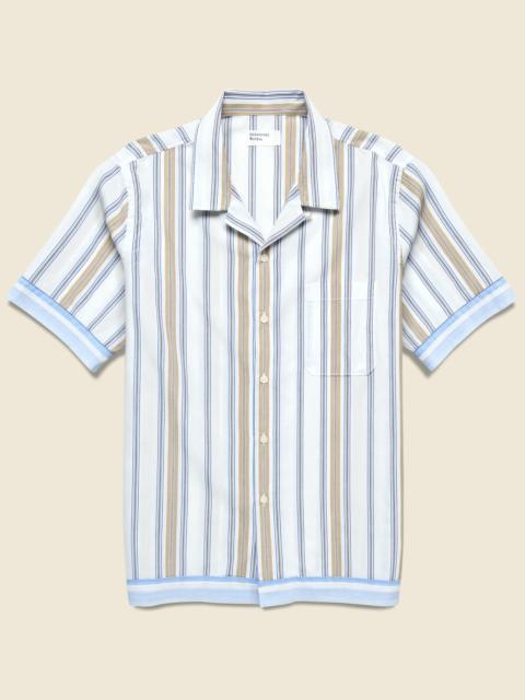 Universal Works Dean Stripe Road Shirt - Blue/Sand