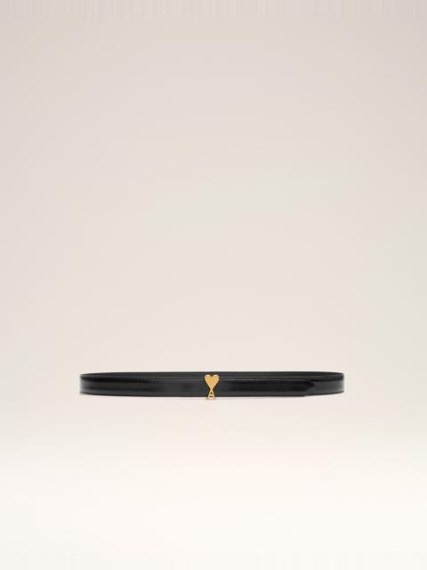 AMI Paris BLACK GLAZED LEATHER AMI DE COEUR BUCKLE 25 MM BELT