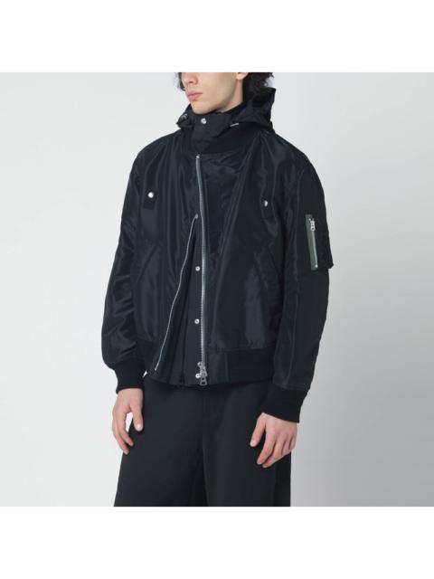 sacai Sacai Black Nylon Jacket With Double Zip Men