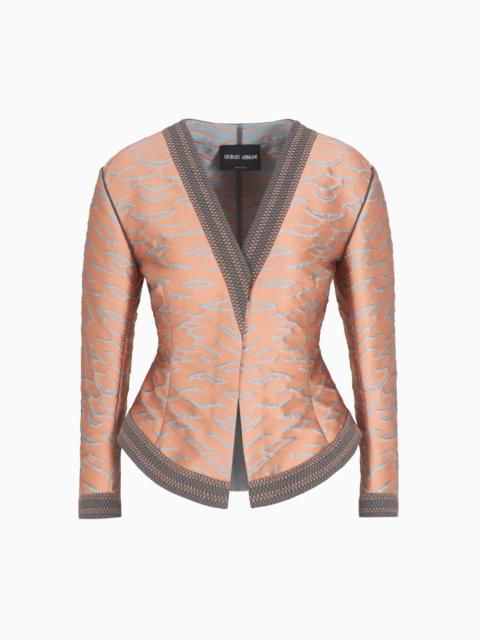 GIORGIO ARMANI SHORT JACKET IN A JACQUARD SILK BLEND