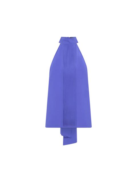 TOM FORD SILK HALTERNECK LAVALLIERE TOP WITH PLISSE DETAIL