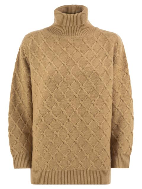 Max Mara Max Mara Women Mxmbambola - Wool And Cashmere Roll-Neck Jumper With Diamond Knit