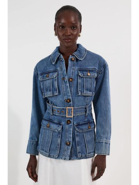 KAREN MILLEN Denim Pocket Detail Belted Safari Jacket