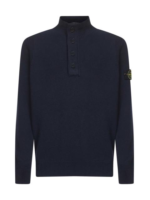 Stone Island Stone Island Men Blue Lambswool Half-Zip Jumper
