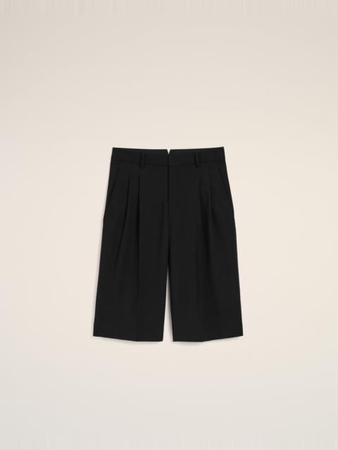 AMI Paris BLACK NEW WOOL LOW WAIST WIDE BERMUDA SHORTS