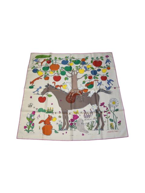 Hermès Hermes Le Pommier Sellier Carre 90 Scarf Cream
