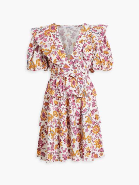 DEREK LAM 10 CROSBY Ophelia ruffled printed cotton-blend poplin mini dress