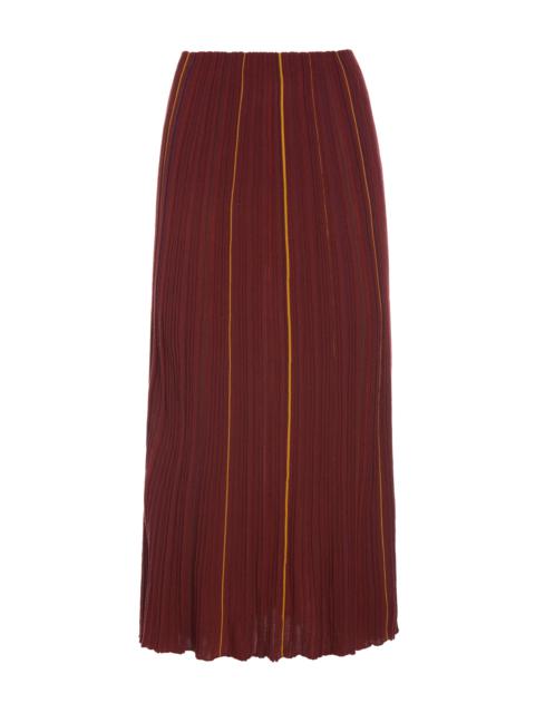 GABRIELA HEARST Celeano Pinstripe Knit Midi Skirt Burnt Sienna Merino Wool