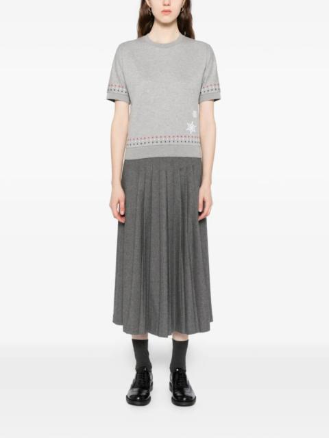 Thom Browne THOM BROWNE - Women Snowflake Embroidery Short Sleeve Dolman Tee