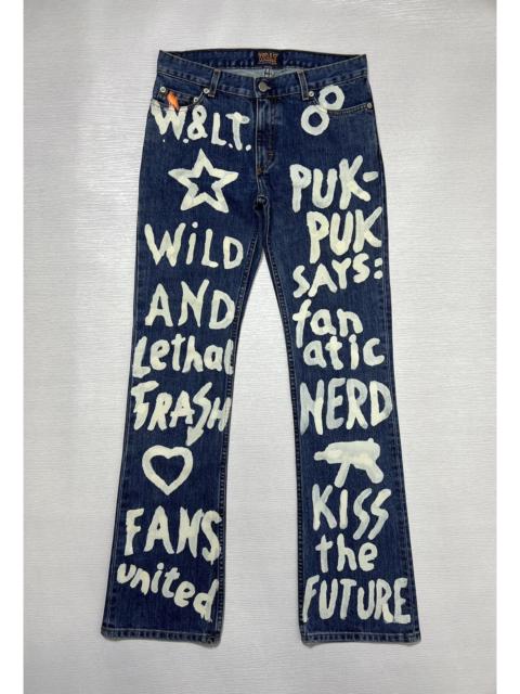 Walter Van Beirendonck W&LT - A/W 1999 - Bleach Graffiti Flared Denim Jeans
