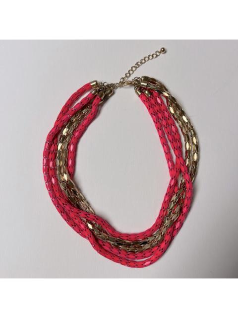 Pink and Gold Multi-Chain Chunky Necklace