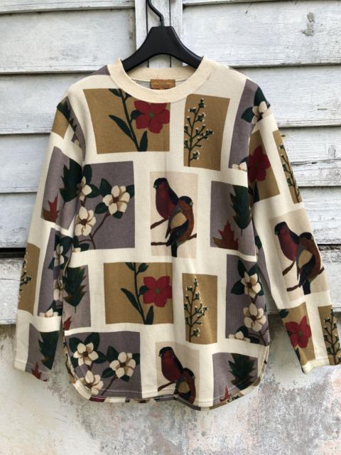 Other Designers Vintage Lancel Flowers Blooms Birds Nature Print Sweater