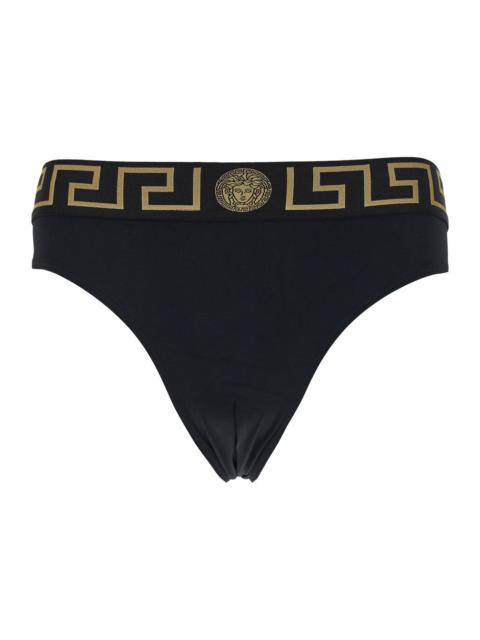 VERSACE Versace Men Black Speedo With Greca Detail In Tech Fabric Man
