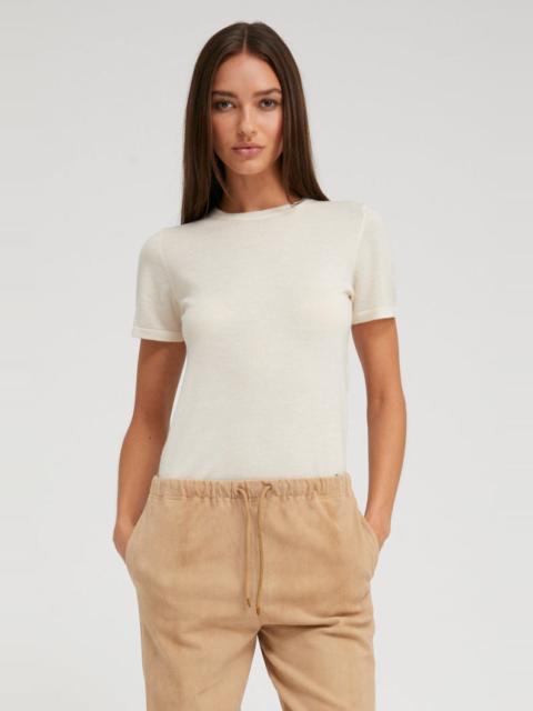 SPRWMN CHALK ULTRA FINE CASHMERE TEE