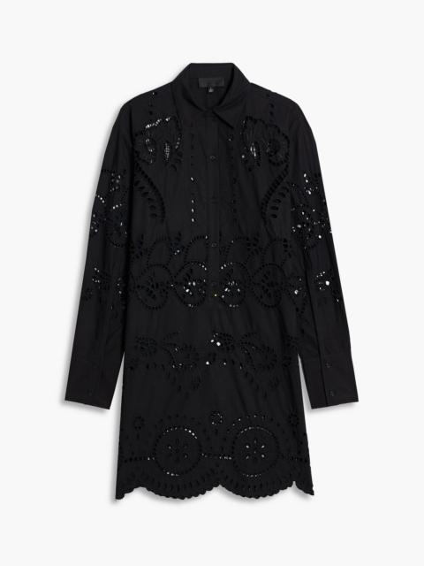 NILI LOTAN Mathilde broderie anglaise cotton-poplin mini shirt dress