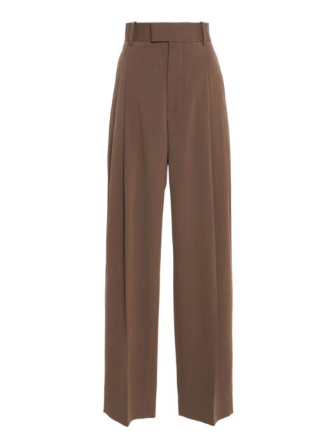 Bottega Veneta Stretch Melange Wool Straight-Leg Pants brown