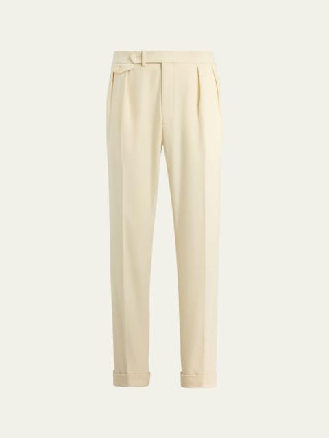Ralph Lauren Men's Wool Flannel Waist-Tab Double-Pleated Pants