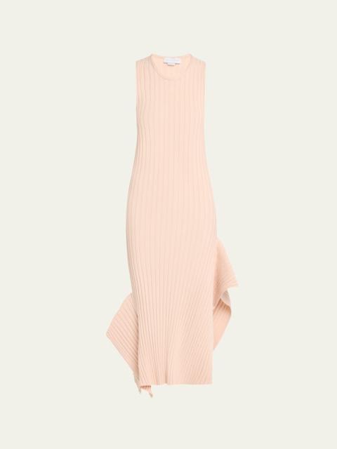 Stella McCartney Asymmetric Hem Rib Knit Midi Dress