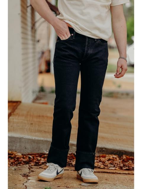Iron Heart 21OZ SELVEDGE DENIM SLIM STRAIGHT CUT JEANS - INDIGO OVERDYED BLACK IH-666S-21OD
