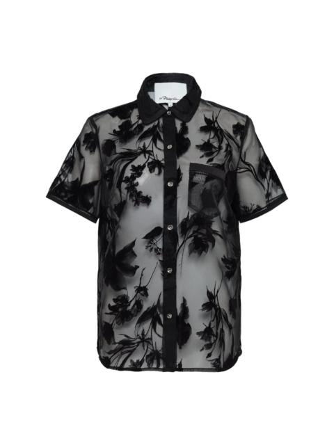 3.1 Phillip Lim Flocked Organza Short Sleeve Shirt