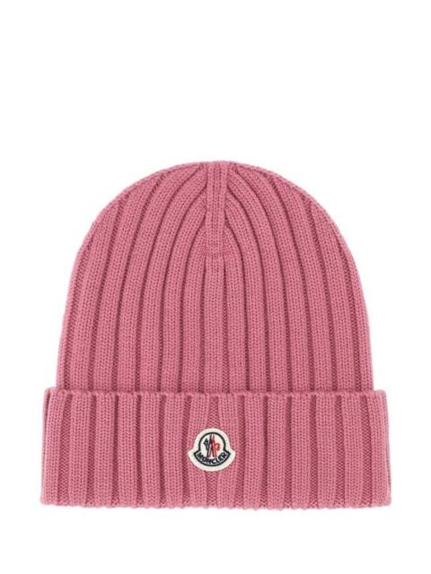 Moncler Woman Antiqued Pink Wool Beanie Hat