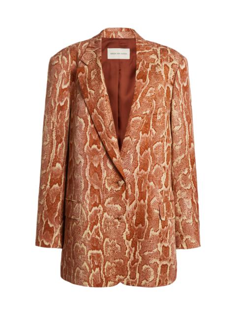 Basti Snake-Printed Cotton-Jacquard Blazer python