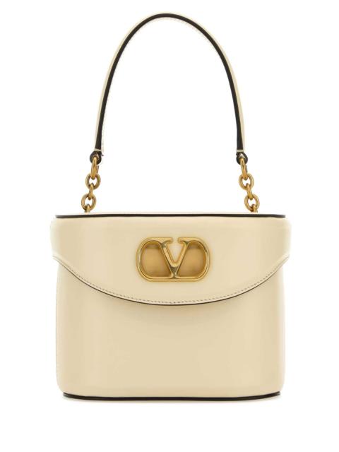 Valentino Valentino Garavani Women Ivory Leather Vlogo Signature Bucket Bag