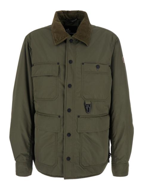 Moncler Grenoble Moncler Grenoble Men 'Waterton' Green Down Jacket With Contrasting Collar And Logo Patch On The Slee