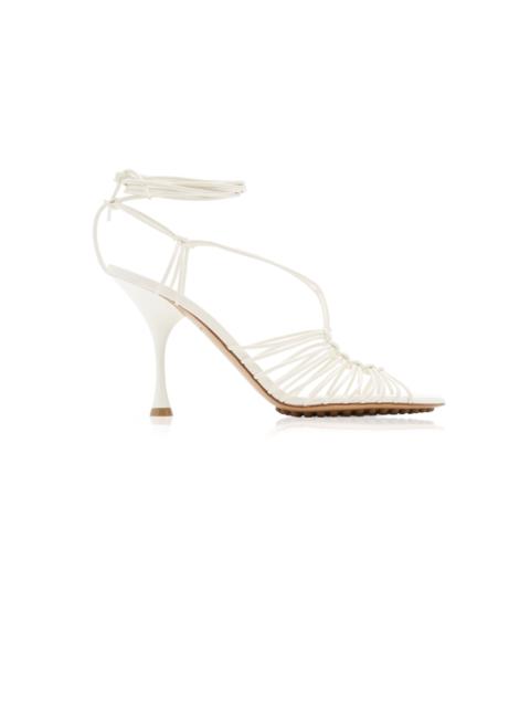 Bottega Veneta Dot Lace-Up Leather Sandals white
