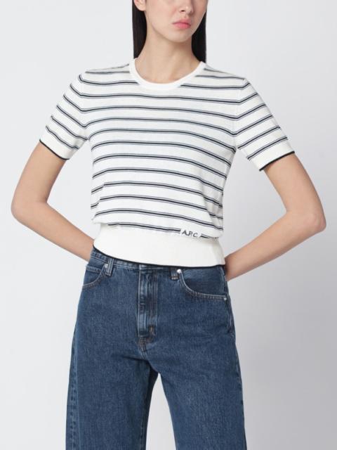 A.P.C. White knit top with ecru/black stripes