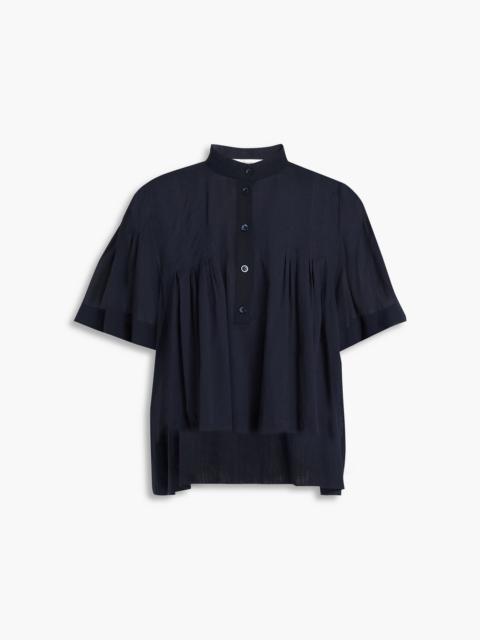 FRAME Pintucked cotton-mousseline blouse