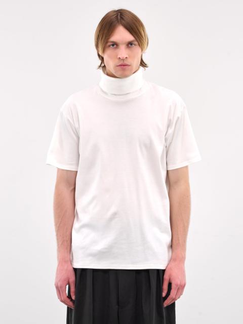 White Turtleneck Short Sleeve Tee