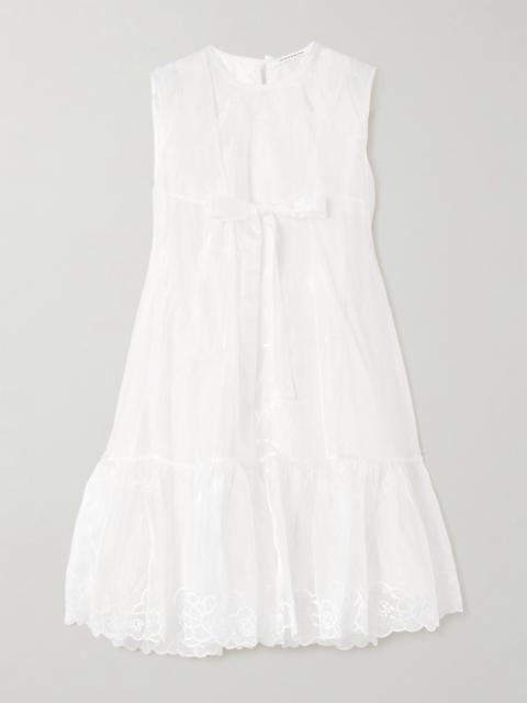 CECILIE BAHNSEN Embroidered Bow-embellished Organza Mini Dress