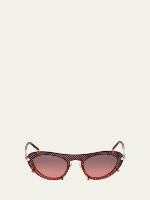 Christian Louboutin Miss Z Spiked Oval Acetate Sunglasses