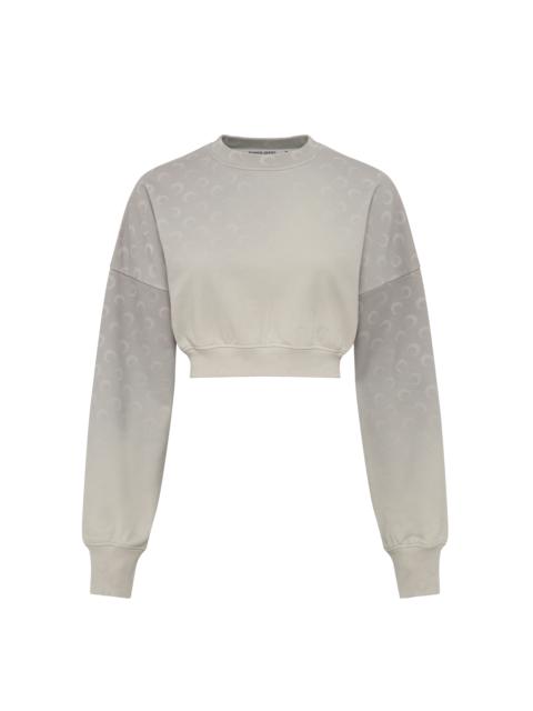 Marine Serre Moon Faded Fleece Cropped Sweatshirt