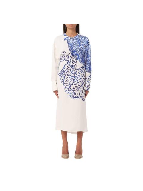 FERRAGAMO Ferragamo Long Sleeve Floral Print Midi Dress, Brand Size 42 ( US Size 8 )