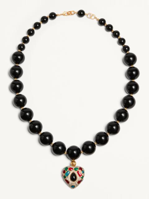 Valentino COEUR ROYAL NECKLACE IN METAL, RESIN, ENAMEL AND SWAROVSKI® CRYSTALS