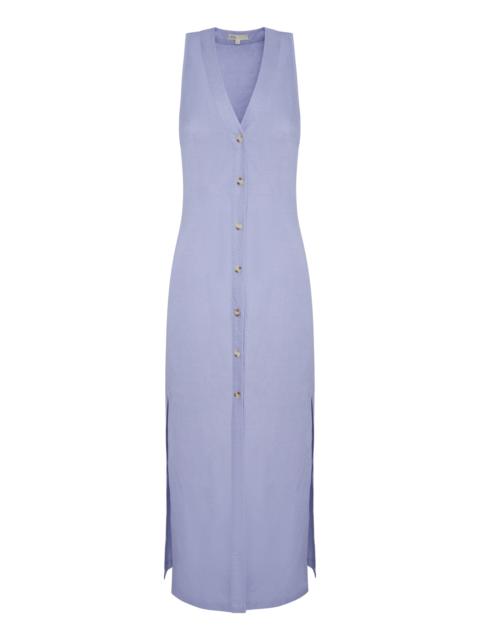 onia Air Linen Button-Down Maxi Dress light blue