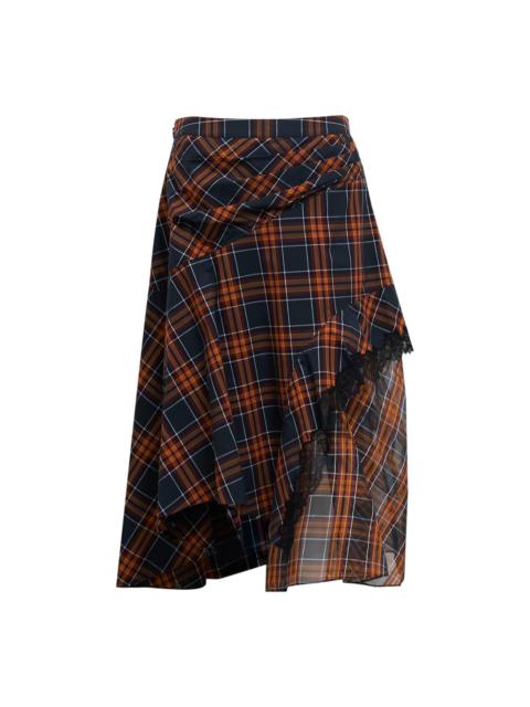 3.1 Phillip Lim Plaid Mix Draped Midi Skirt
